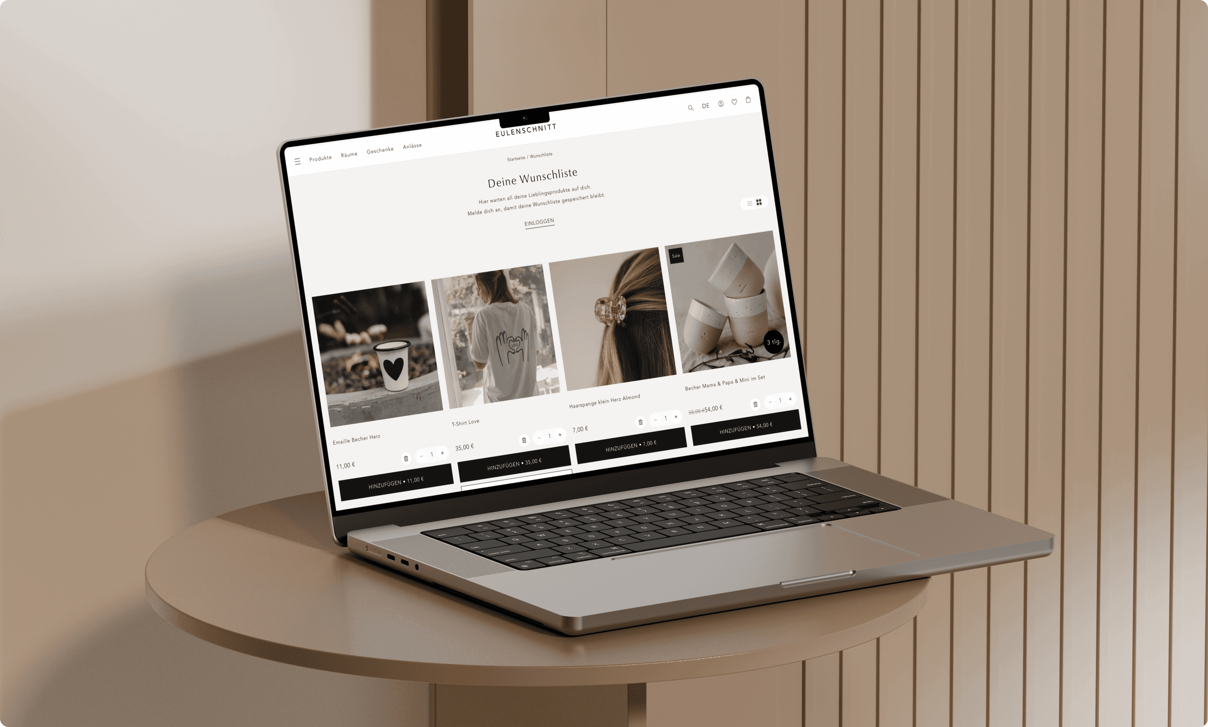 Eulenschnitt Shop auf dem Laptop