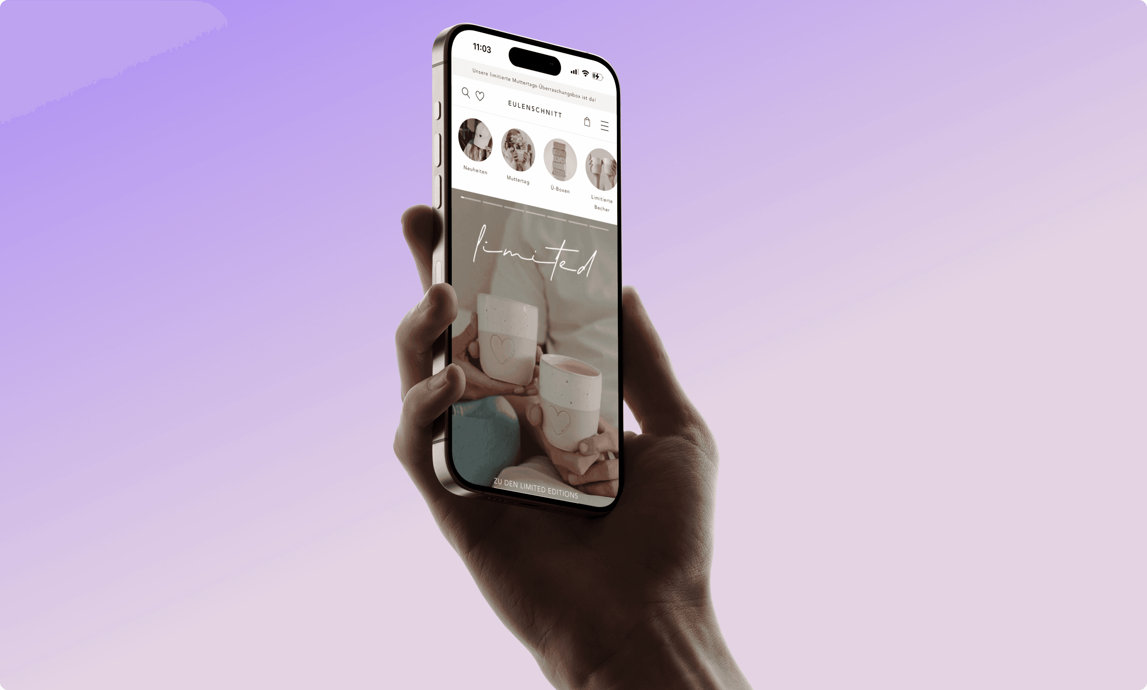 Eulenschnitt Shop auf dem Smartphone