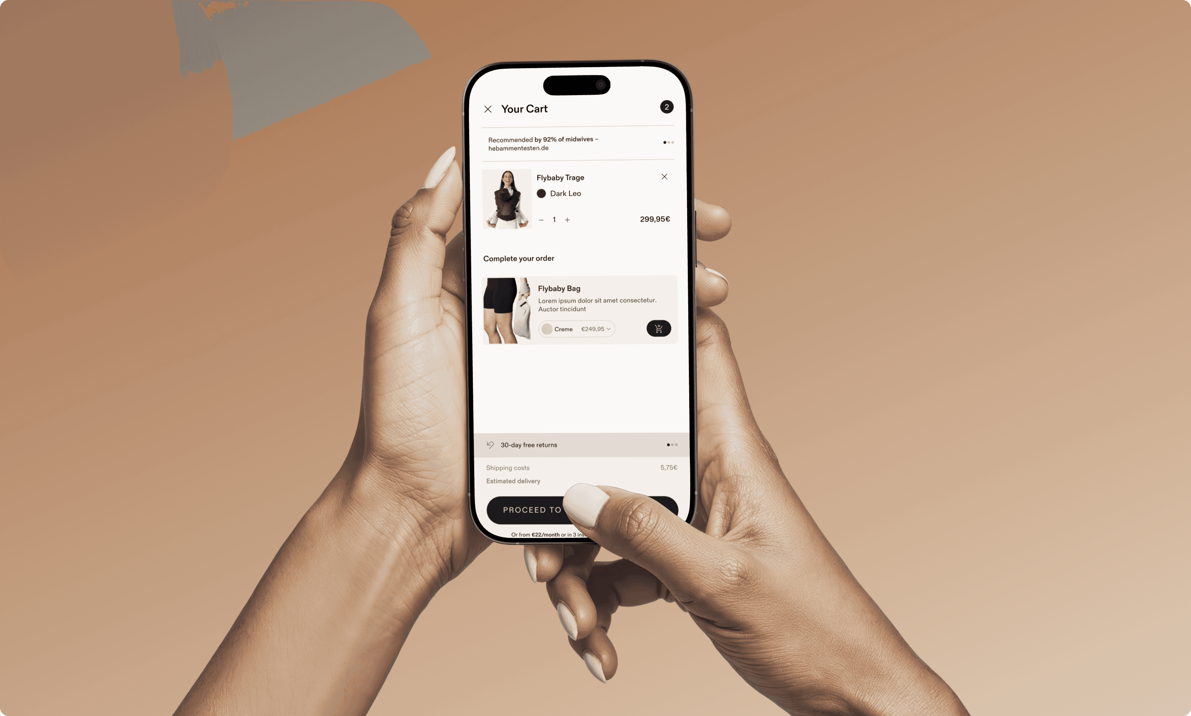 Flybaby store on a smartphone