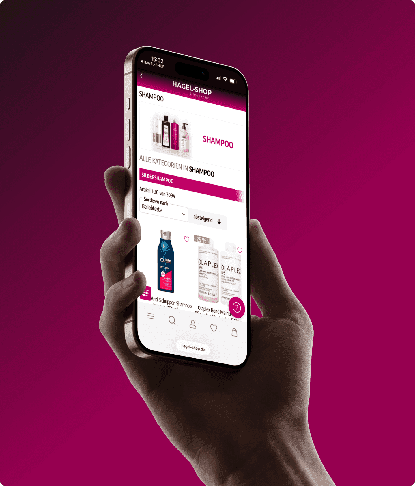 Hagel-Shop-App auf dem Smartphone